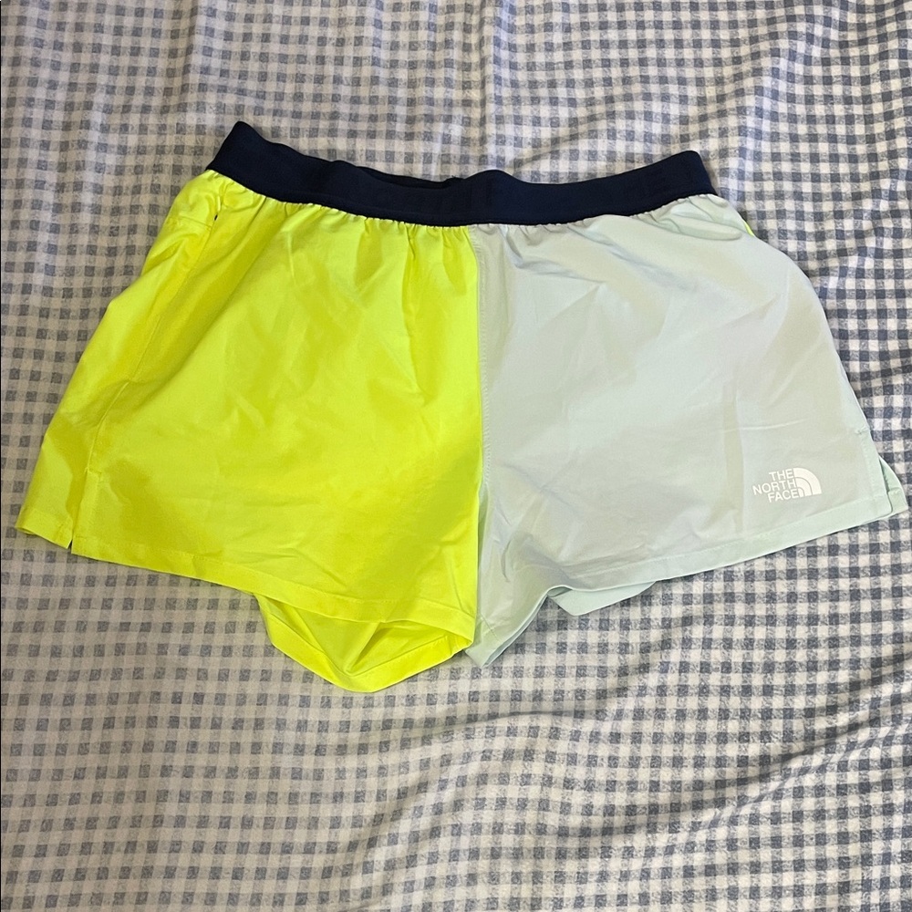 BNWOT The North Face Neon Yellow & Mint Two-Tone Running Shorts